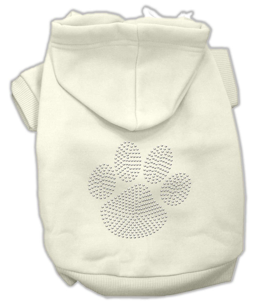 Clear Rhinestone Paw Hoodies Cream Xs (8)