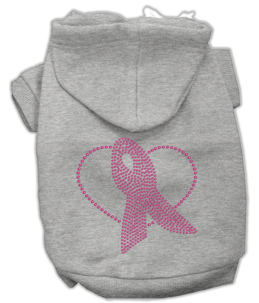 Pink Ribbon Rhinestone Hoodies Grey Xxl (18)