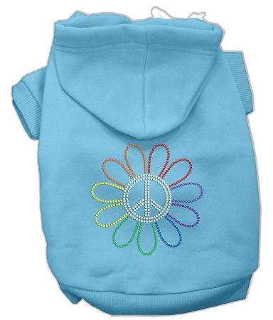 Rhinestone Rainbow Flower Peace Sign Hoodie Baby Blue Xl (16)