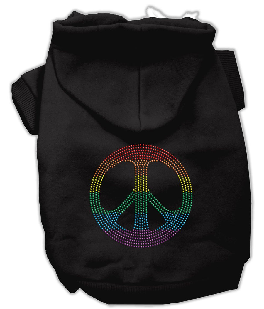 Rhinestone Rainbow Peace Sign Hoodies Black Xl (16)