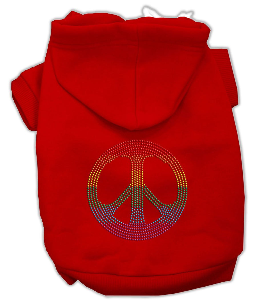 Rhinestone Rainbow Peace Sign Hoodies Red Xl (16)