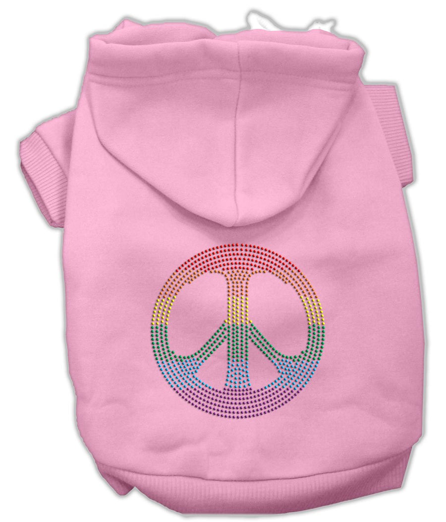 Rhinestone Rainbow Peace Sign Hoodies Pink Xxl (18)