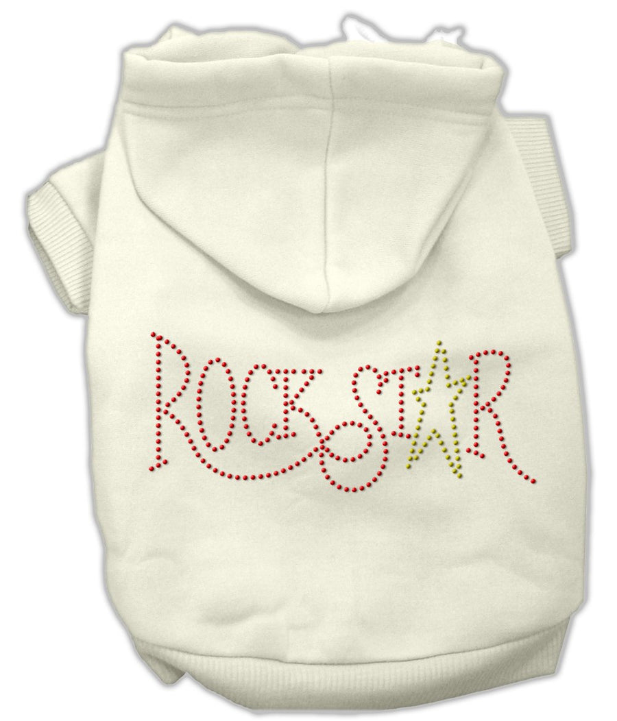 Rock Star Rhinestone Hoodies Cream Xl (16)