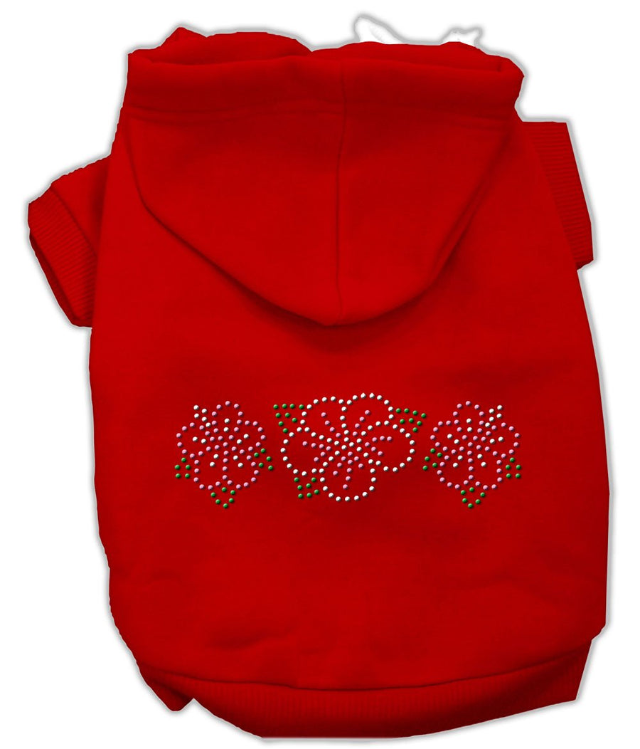 Tropical Flowers Rhinestone Hoodies Red Xs (8)