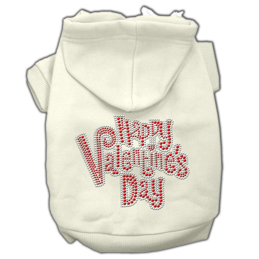 Happy Valentines Day Rhinestone Hoodies Cream Xxxl(20)