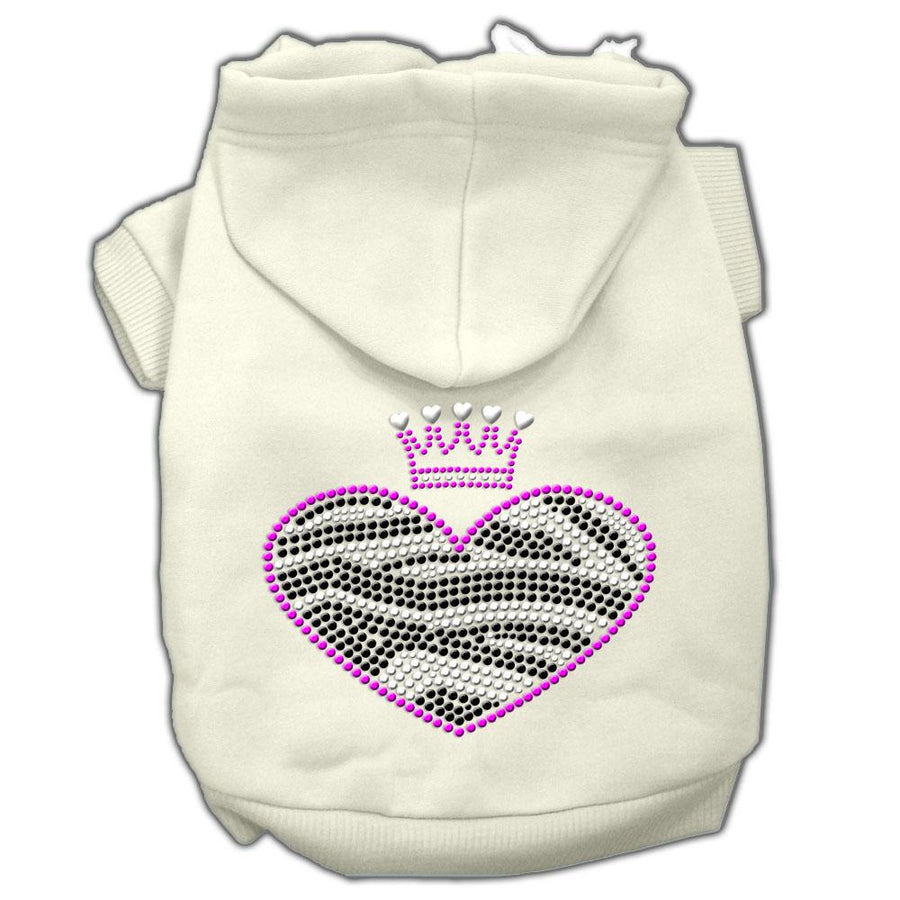 Zebra Heart Rhinestone Hoodies Cream S (10)