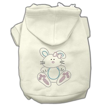 Bunny Rhinestone Hoodies Cream Xs (8)