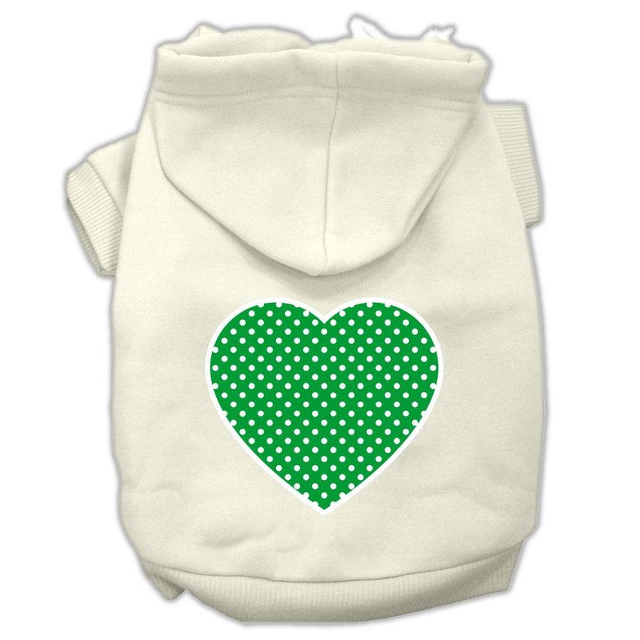 Green Swiss Dot Heart Screen Print Pet Hoodies Cream Size Xxl (18)