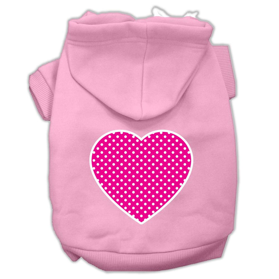 Pink Swiss Dot Heart Screen Print Pet Hoodies Light Pink Size Xl (16)