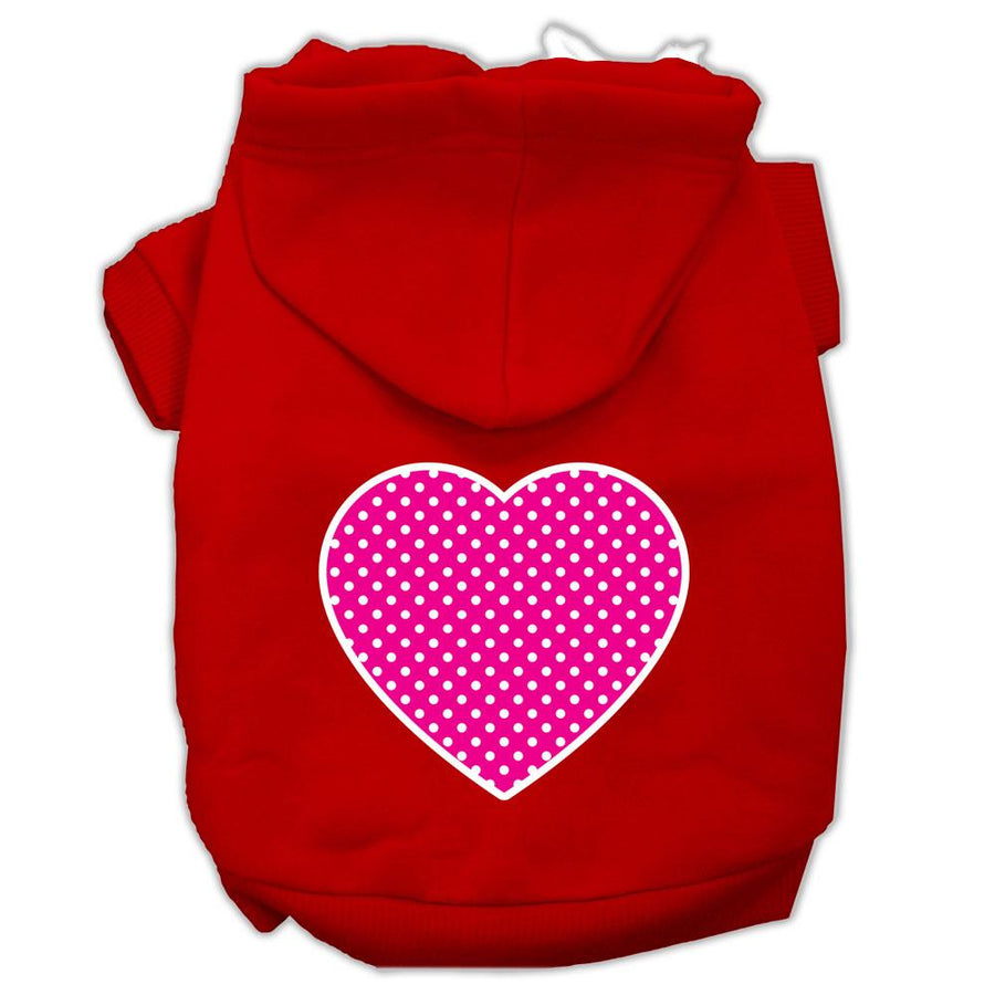 Pink Swiss Dot Heart Screen Print Pet Hoodies Red Size Xl (16)