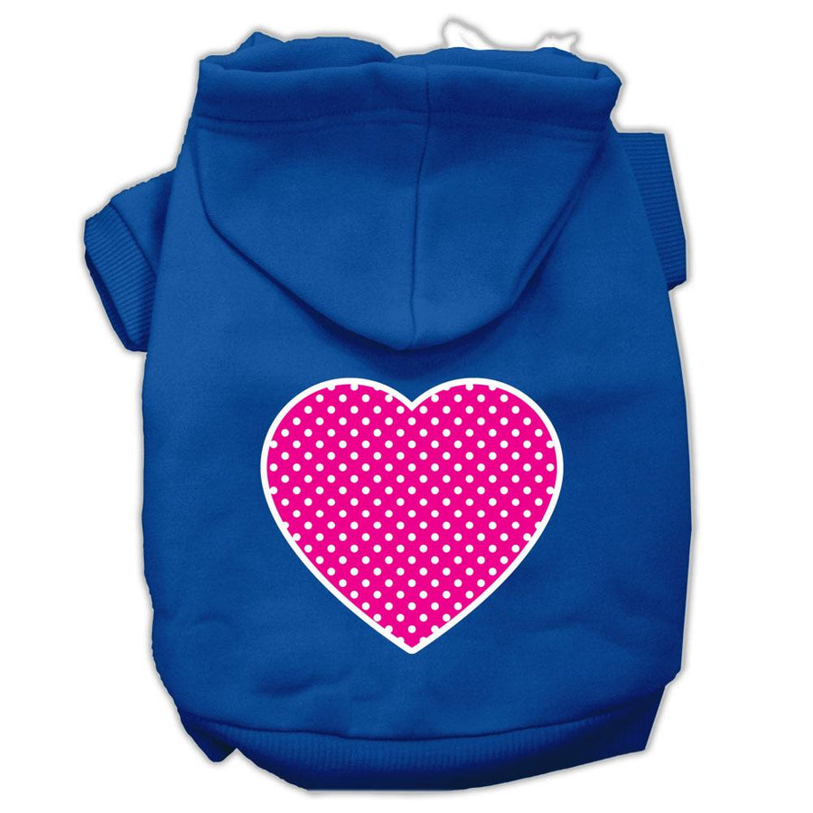Pink Swiss Dot Heart Screen Print Pet Hoodies Blue Size Xxl (18)