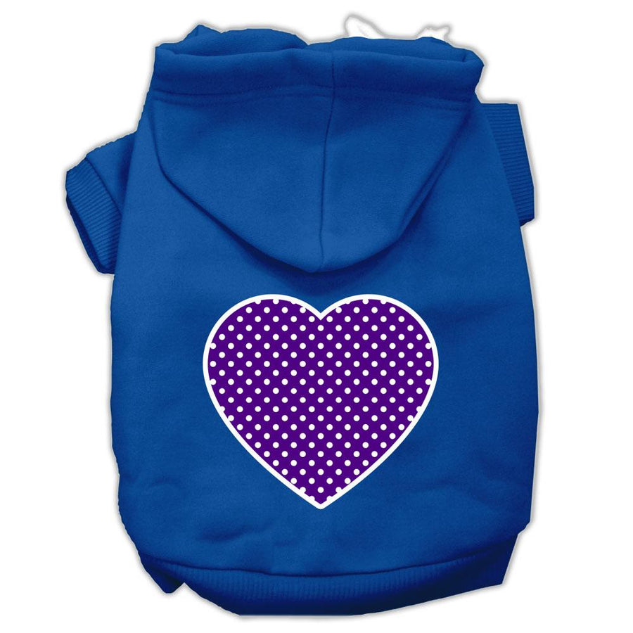 Purple Swiss Dot Heart Screen Print Pet Hoodies Blue Size Xxxl (20)