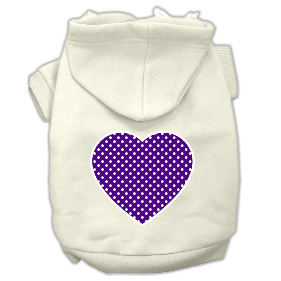 Purple Swiss Dot Heart Screen Print Pet Hoodies Cream Size Xxxl(20)