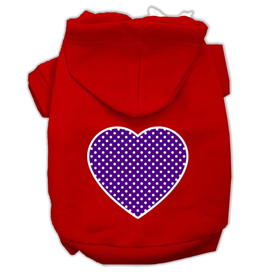 Purple Swiss Dot Heart Screen Print Pet Hoodies Red Size Xxxl (20)