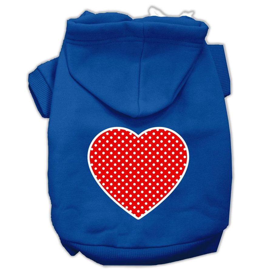 Red Swiss Dot Heart Screen Print Pet Hoodies Blue Size Xxxl (20)