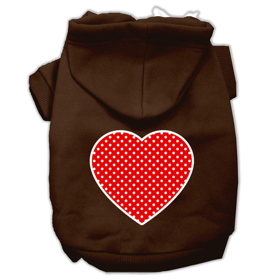 Red Swiss Dot Heart Screen Print Pet Hoodies Brown Size Xxxl (20)