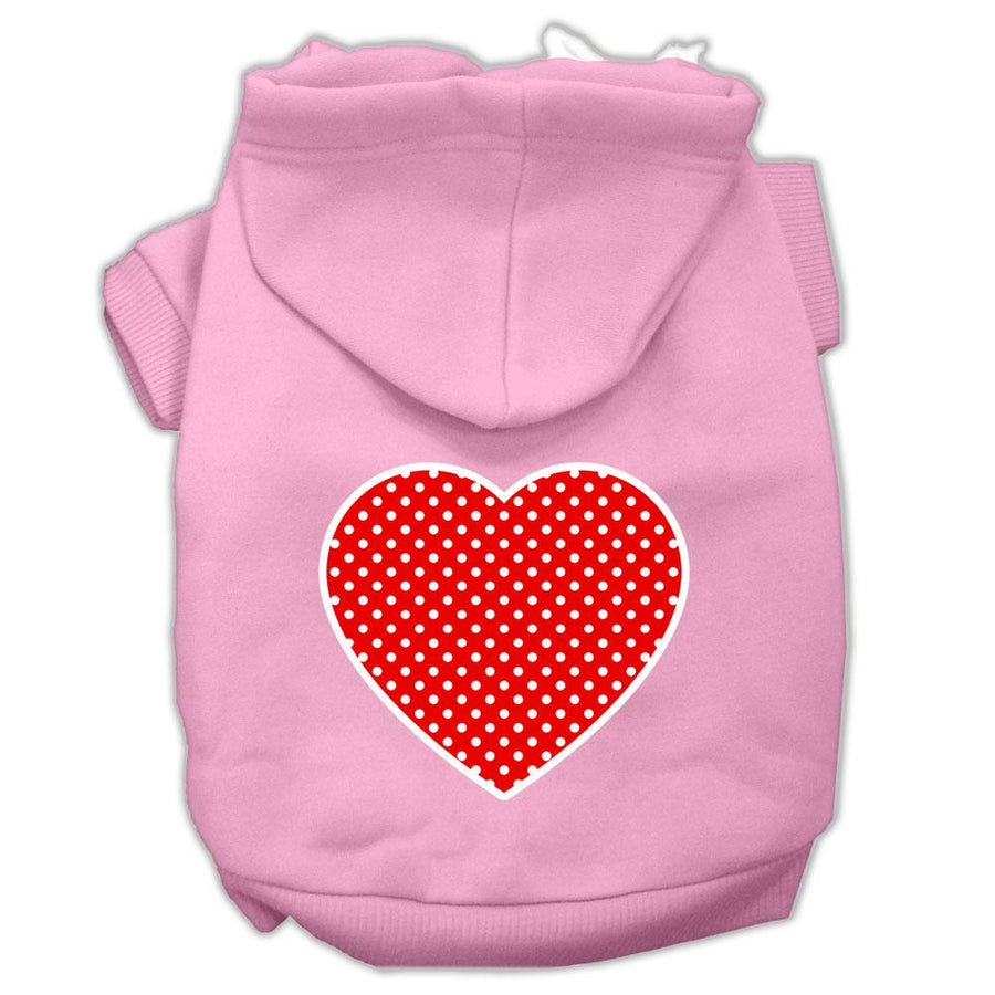Red Swiss Dot Heart Screen Print Pet Hoodies Light Pink Size Xxxl (20)