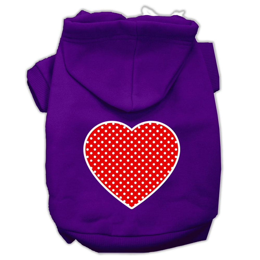 Red Swiss Dot Heart Screen Print Pet Hoodies Purple Size Xxxl (20)