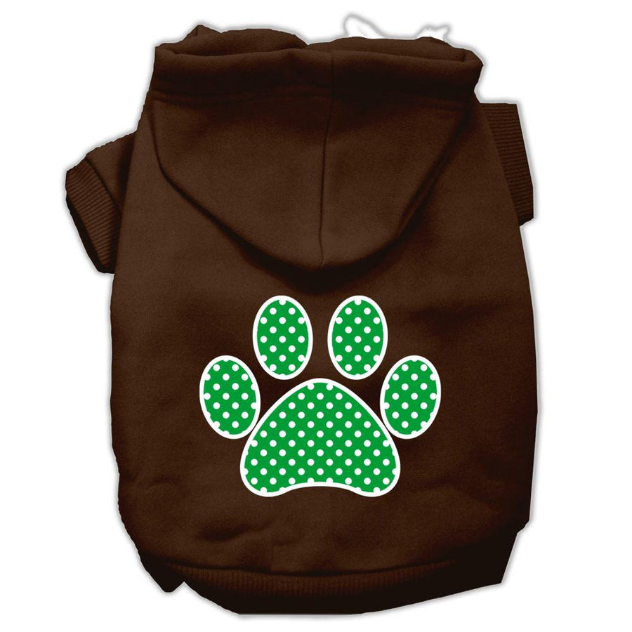 Green Swiss Dot Paw Screen Print Pet Hoodies Brown Size Xl (16)