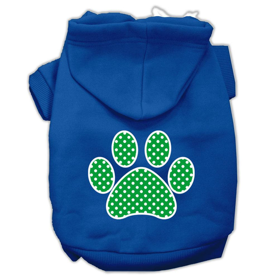 Green Swiss Dot Paw Screen Print Pet Hoodies Blue Size Xxxl (20)