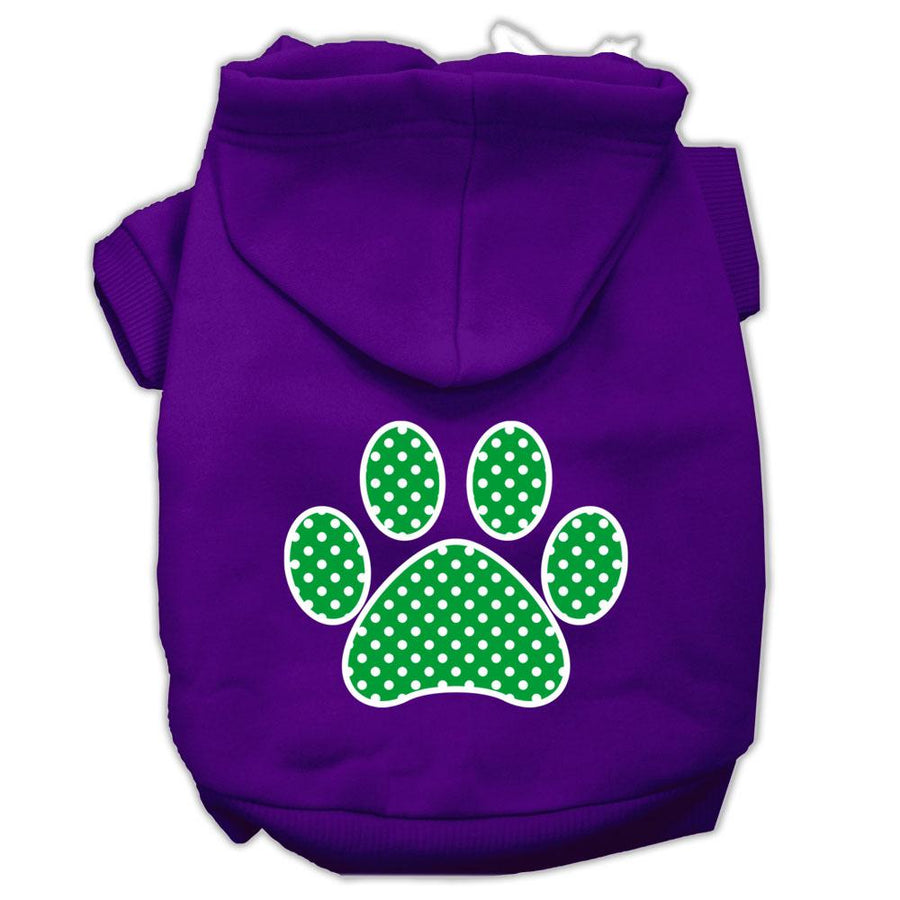 Green Swiss Dot Paw Screen Print Pet Hoodies Purple Size Xxxl (20)