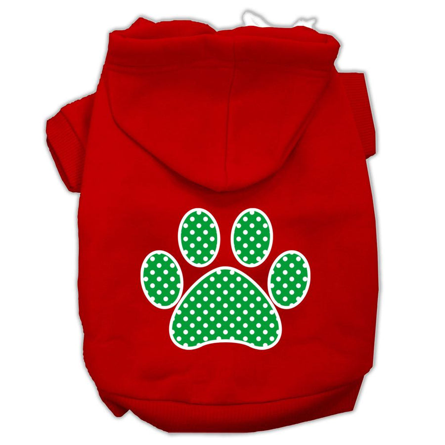Green Swiss Dot Paw Screen Print Pet Hoodies Red Size Xxxl (20)