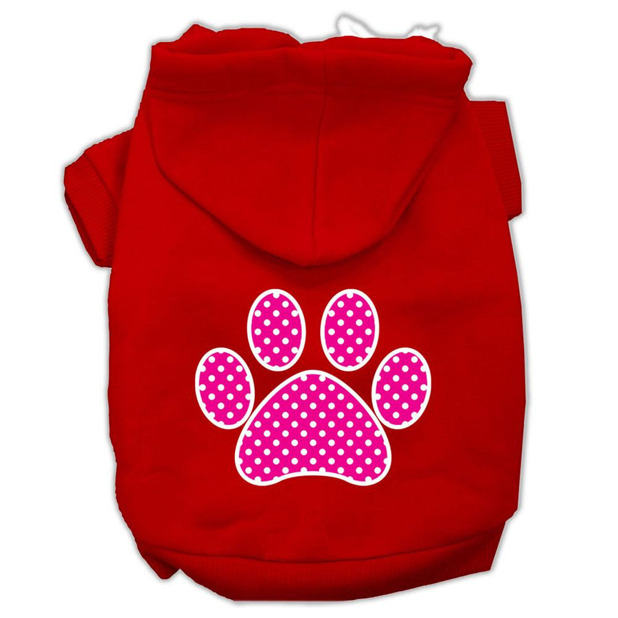 Pink Swiss Dot Paw Screen Print Pet Hoodies Red Size Xl (16)