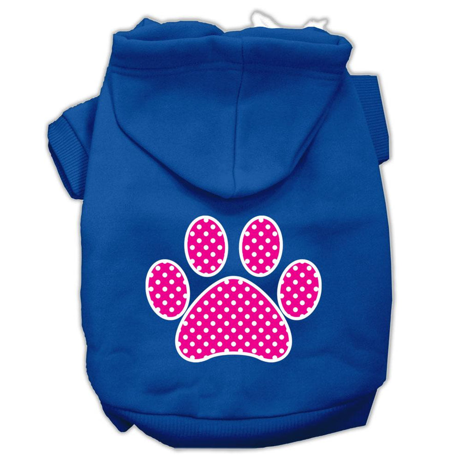 Pink Swiss Dot Paw Screen Print Pet Hoodies Blue Size Xs (8)