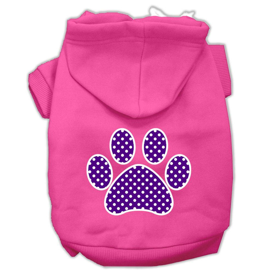 Purple Swiss Dot Paw Screen Print Pet Hoodies Bright Pink Size Xl (16)