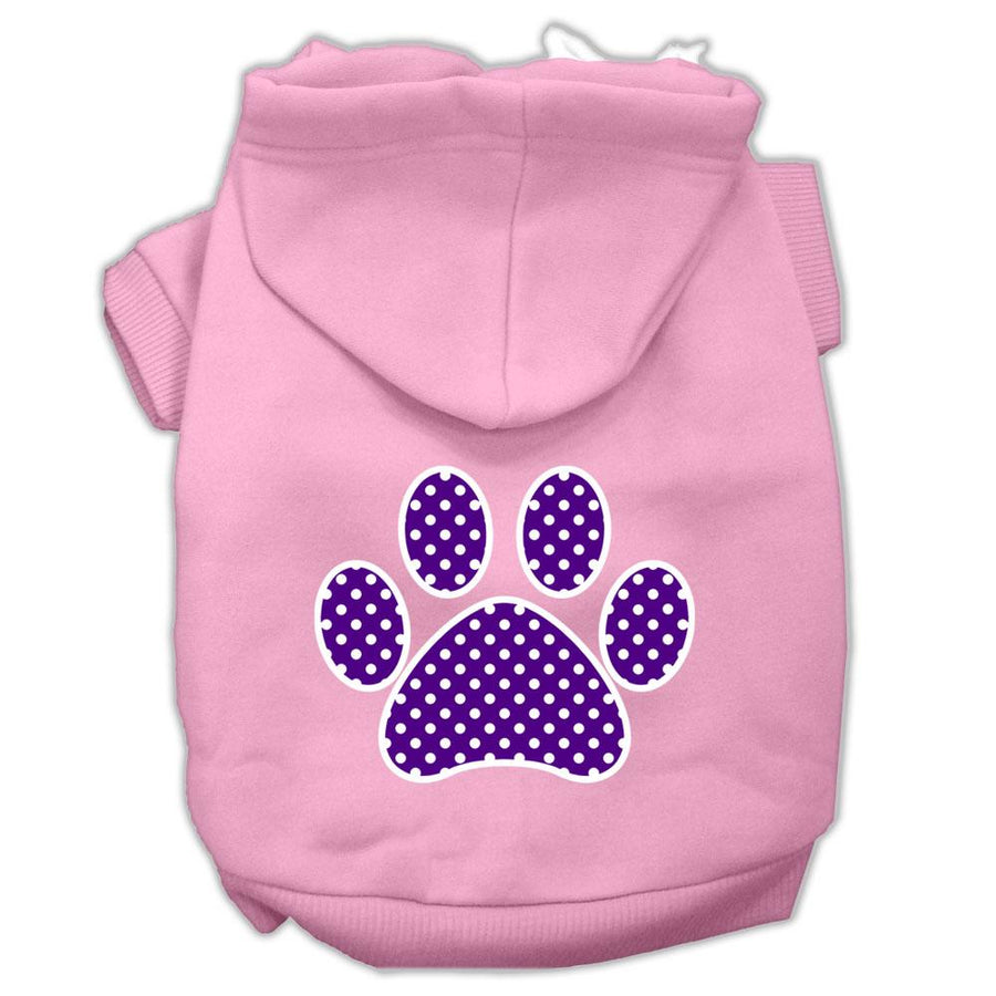 Purple Swiss Dot Paw Screen Print Pet Hoodies Light Pink Size Xl (16)
