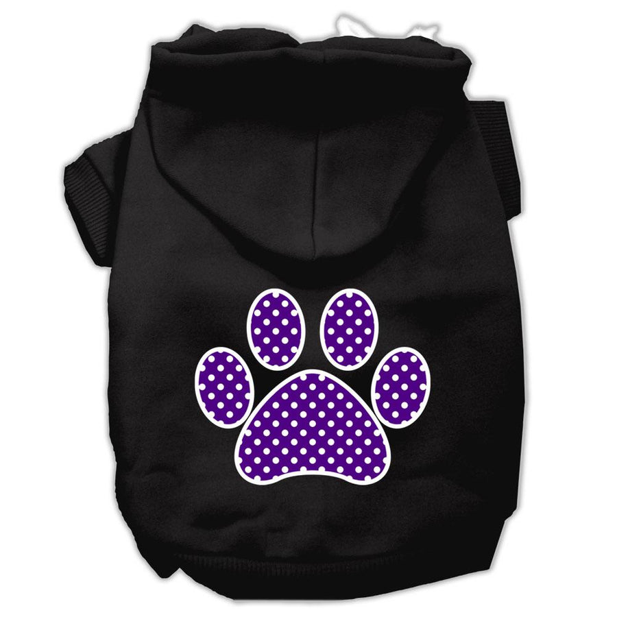 Purple Swiss Dot Paw Screen Print Pet Hoodies Black Size Xxxl (20)