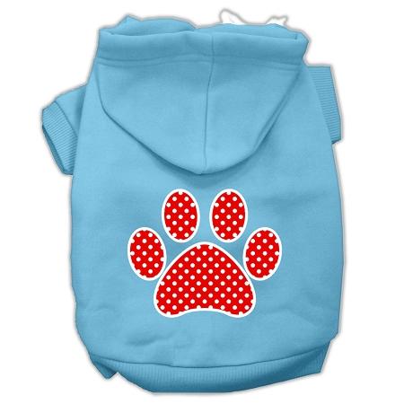 Red Swiss Dot Paw Screen Print Pet Hoodies Baby Blue Size Xl (16)