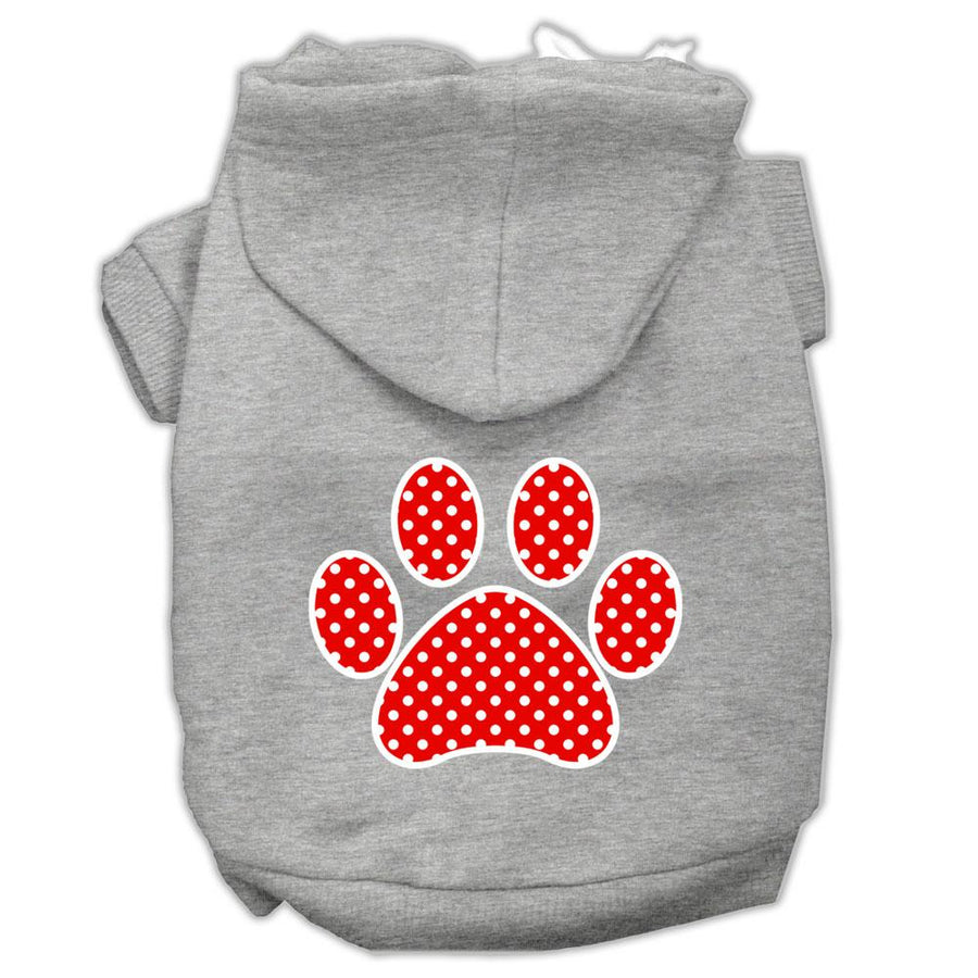 Red Swiss Dot Paw Screen Print Pet Hoodies Grey Size Xxl (18)