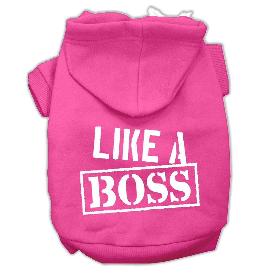 Like A Boss Screen Print Pet Hoodies Bright Pink Size Lg (14)