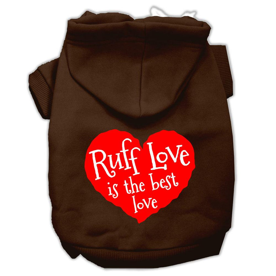 Ruff Love Screen Print Pet Hoodies Brown Size Xxl (18)