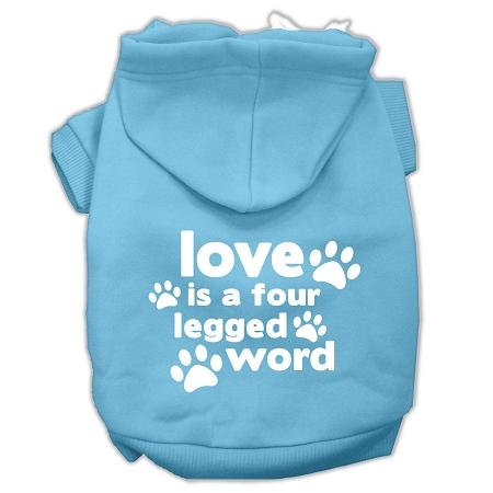 Love Is A Four Leg Word Screen Print Pet Hoodies Baby Blue Size Xxl (18)
