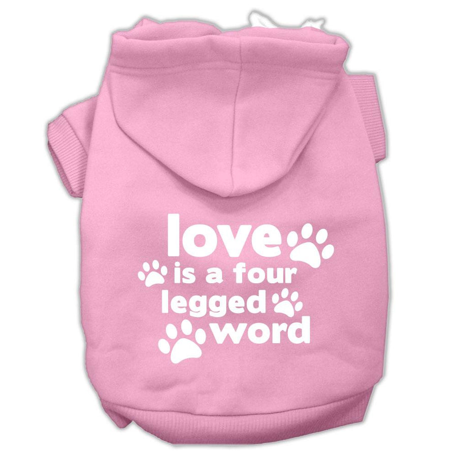 Love Is A Four Leg Word Screen Print Pet Hoodies Light Pink Size Xxl (18)