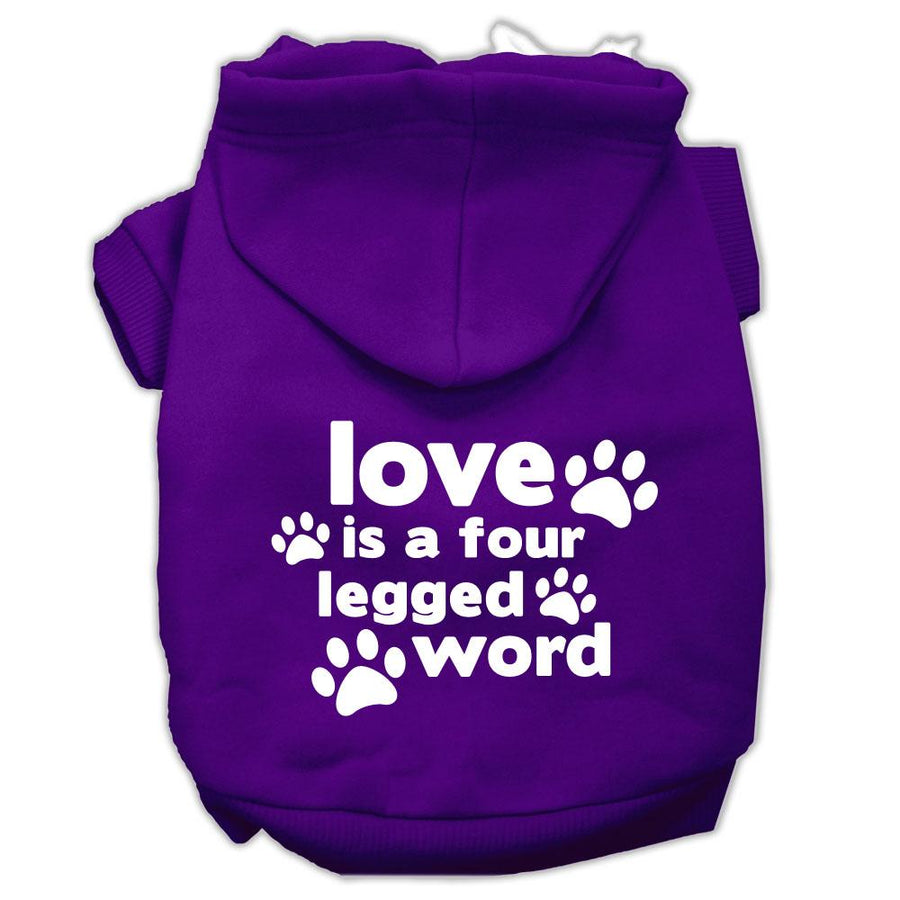 Love Is A Four Leg Word Screen Print Pet Hoodies Purple Size Xxxl (20)