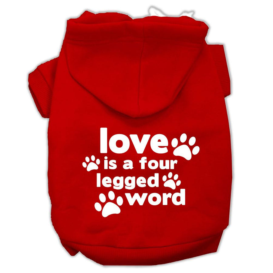 Love Is A Four Leg Word Screen Print Pet Hoodies Red Size Xxxl (20)
