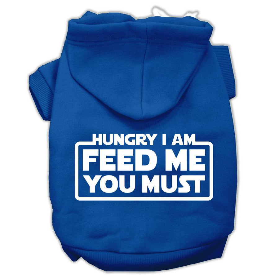 Hungry I Am Screen Print Pet Hoodies Blue Size Xs (8)