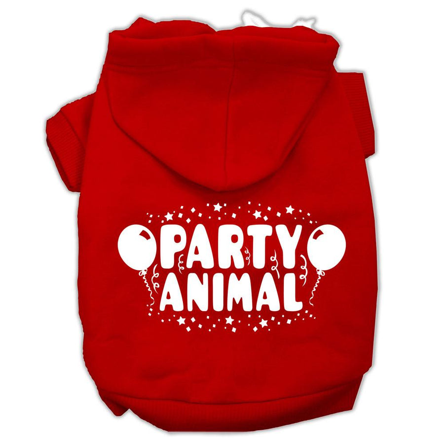 Party Animal Screen Print Pet Hoodies Red Size Xxxl (20)