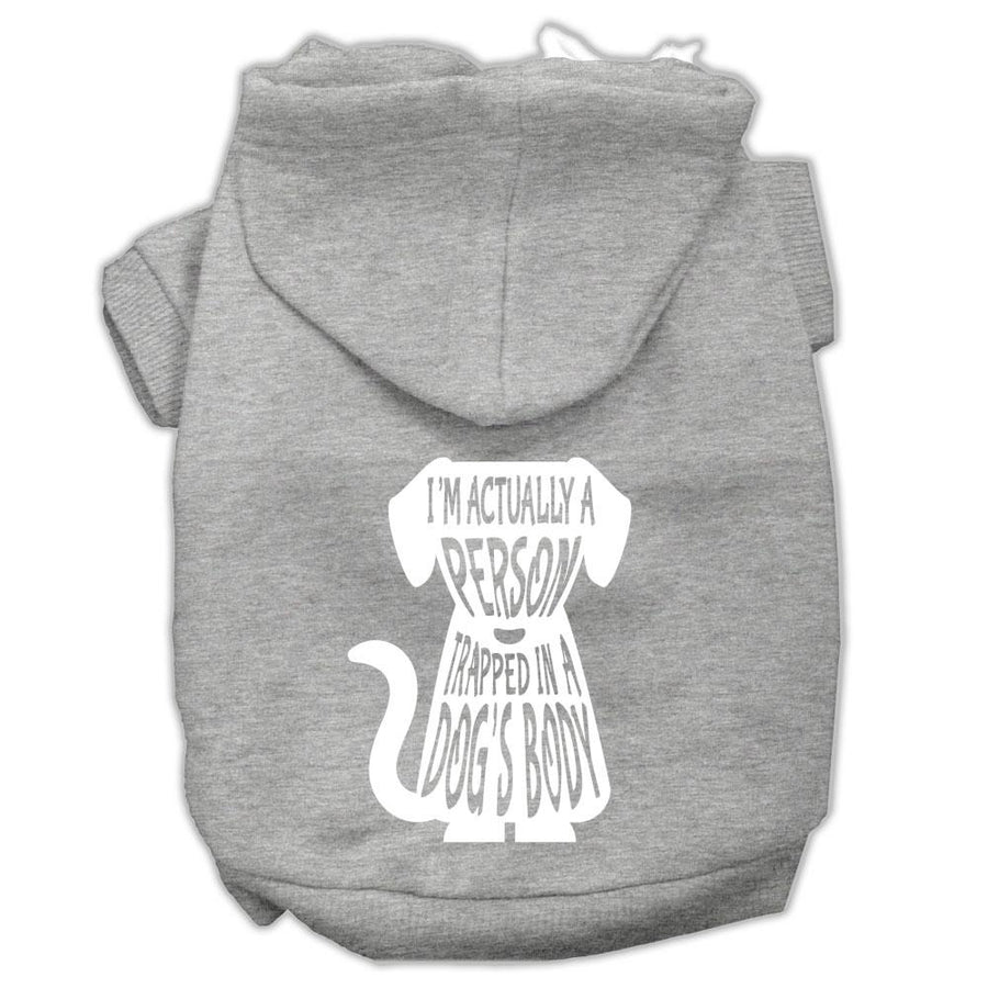 Trapped Screen Print Pet Hoodies Grey Size Med (12)