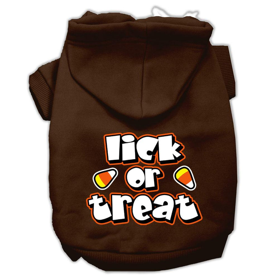 Lick Or Treat Screen Print Pet Hoodies Brown Size Xs (8)