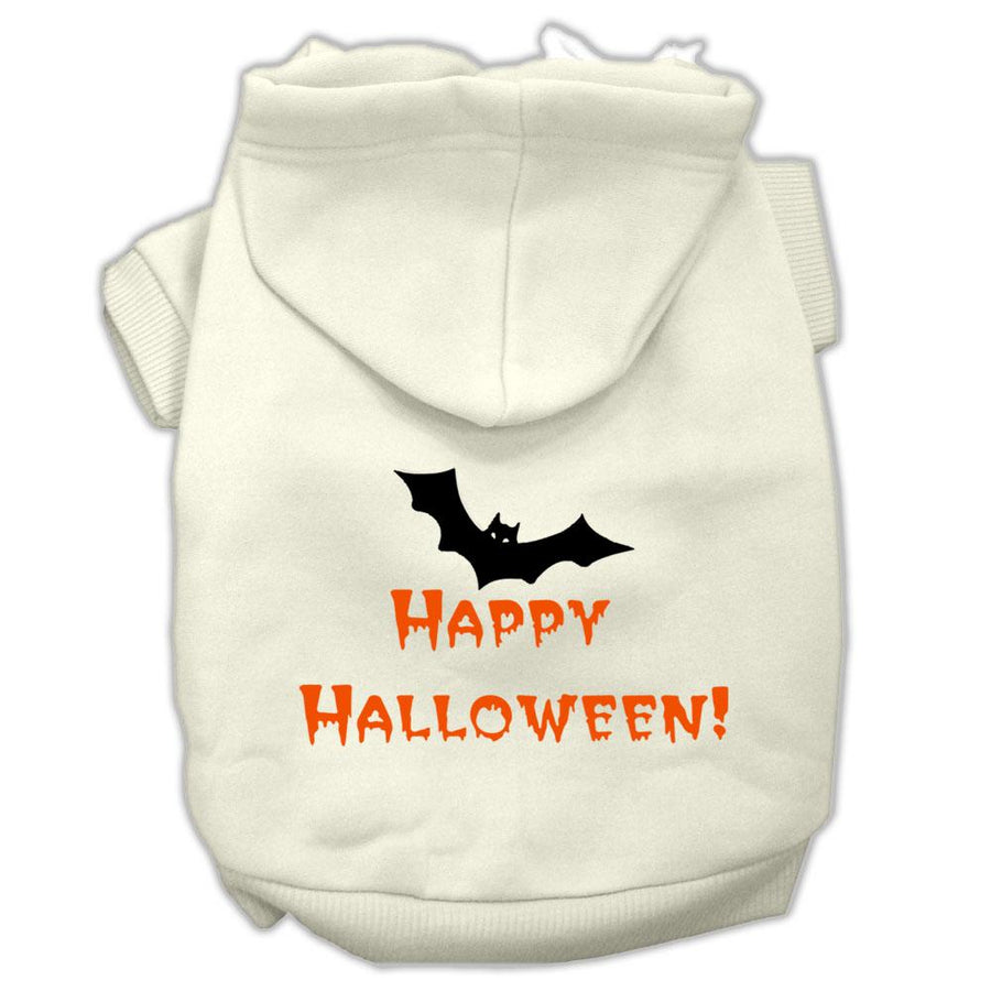 Happy Halloween Screen Print Pet Hoodies Cream Size Xs (8)