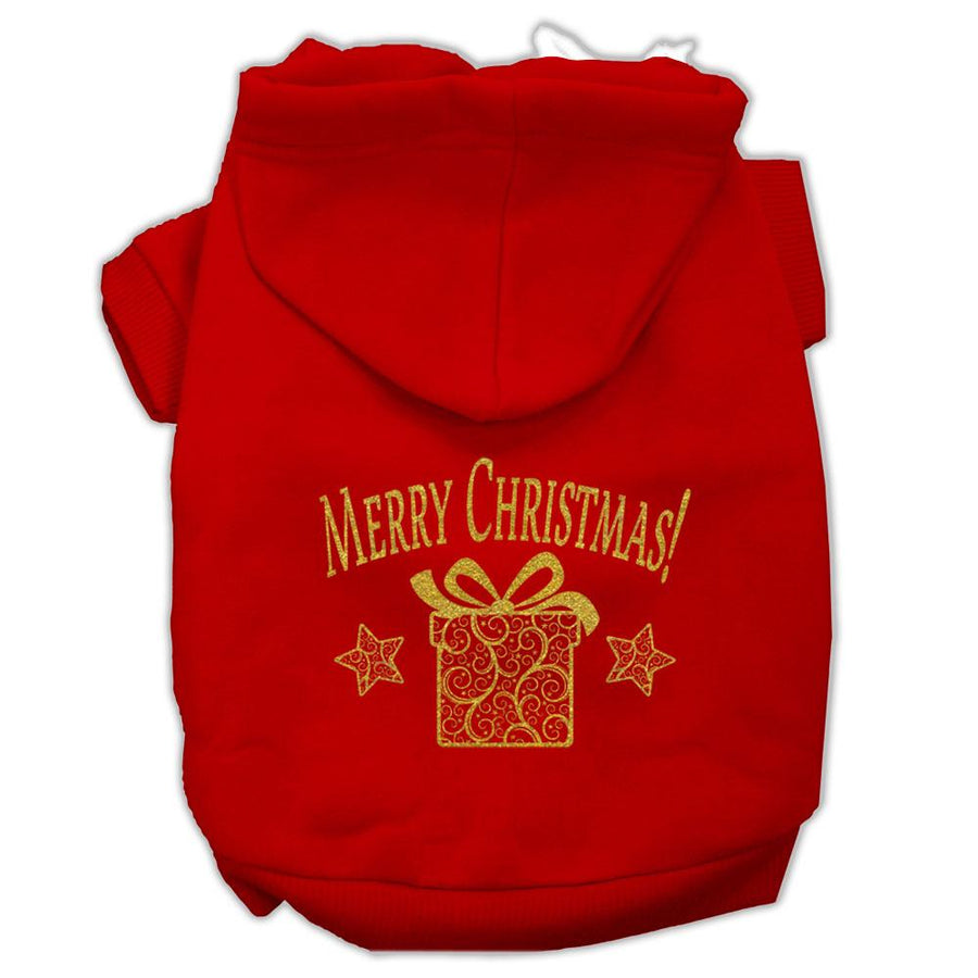Golden Christmas Present Pet Hoodies Red Size Xl (16)