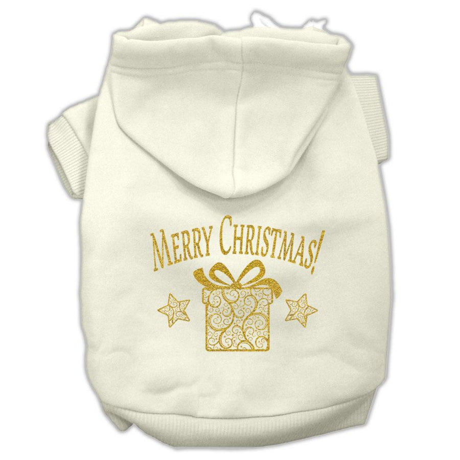 Golden Christmas Present Pet Hoodies Cream Size Xxl (18)