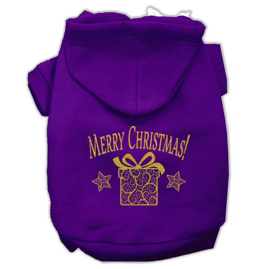 Golden Christmas Present Pet Hoodies Purple Size Xxl (18)