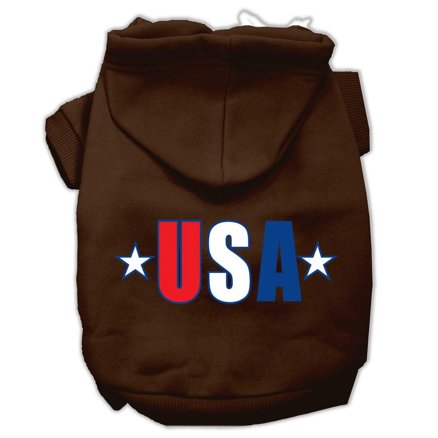 Usa Star Screen Print Pet Hoodies Brown Size Xxl (18)