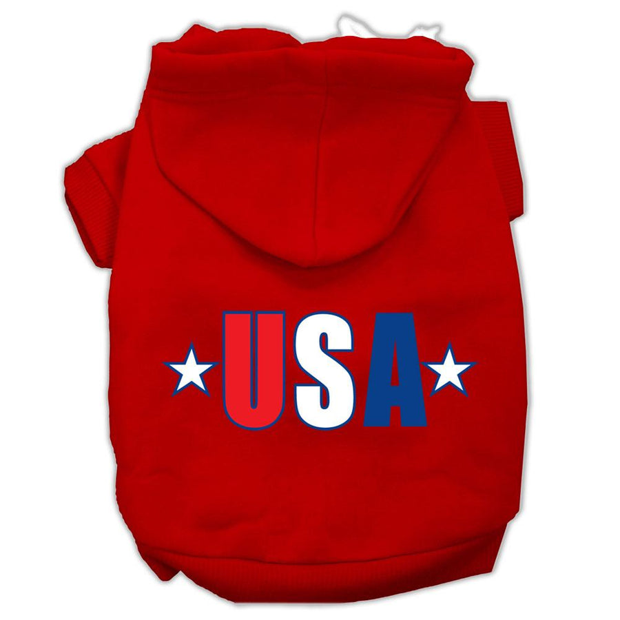 Usa Star Screen Print Pet Hoodies Red Size Xxl (18)