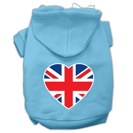 British Flag Heart Screen Print Pet Hoodies Baby Blue Size Xxl (18)